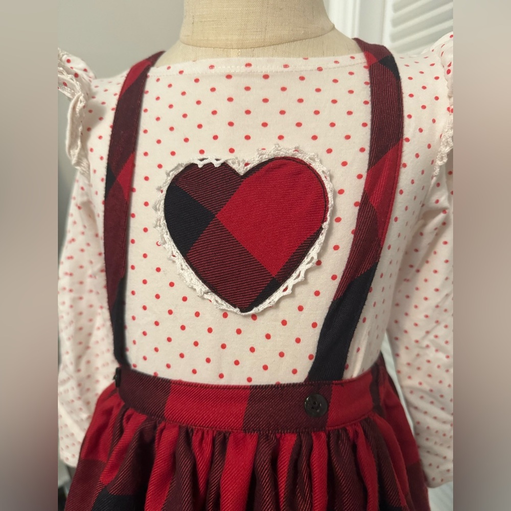 Pippa & Julie | Red & Black Plaid Jumper Dress with Long Sleeve Shirt | Size 4 - Picture 5 of 8